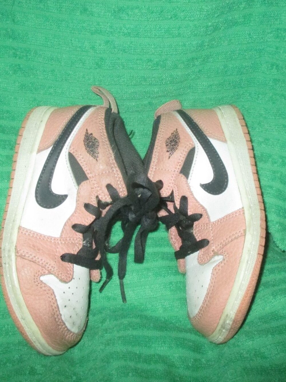 Nike Air Jordan 1 Mid Girls' Rose Gold and White Size 10- LITTLE GIRLS